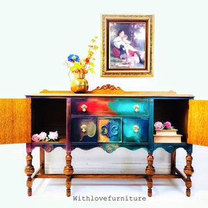 Buffet de aparador Boho. Vintage pintado Credenza servidor. | Etsy