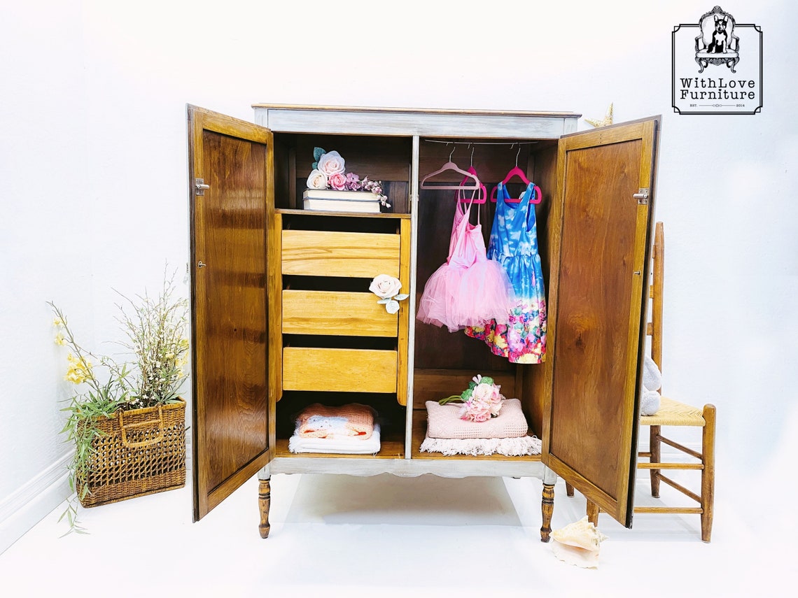 Nautical Painted Wardrobe. Vintage Seaside Inspired Armoire. Etsy