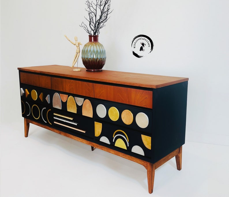 MCM mid century Modern 9 drawers dresser. Credenza, Media Console, TV Stand image 6