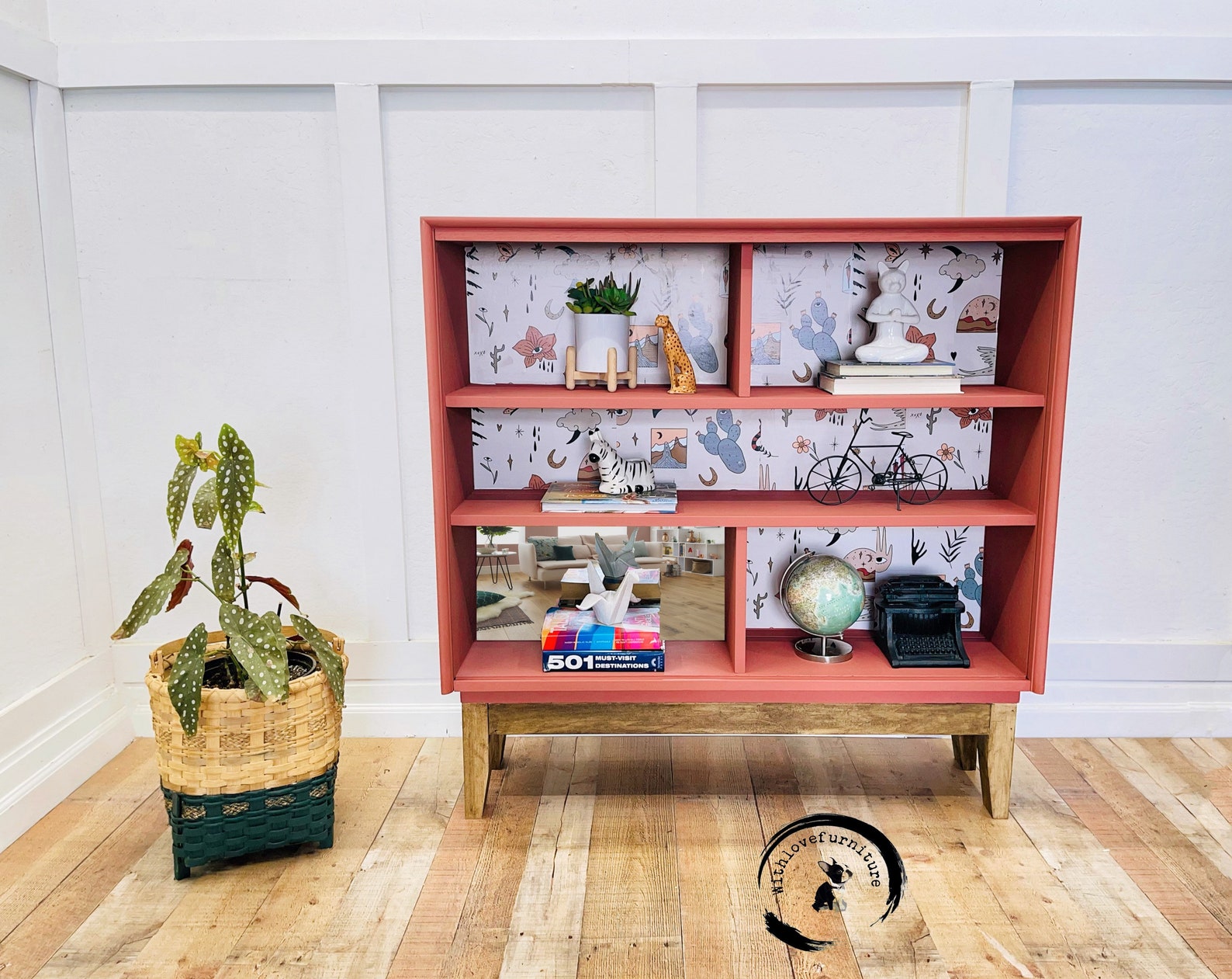 Mid Century Bookshelf / Eclectic Shelves / Bohemian / Retro/ Etsy