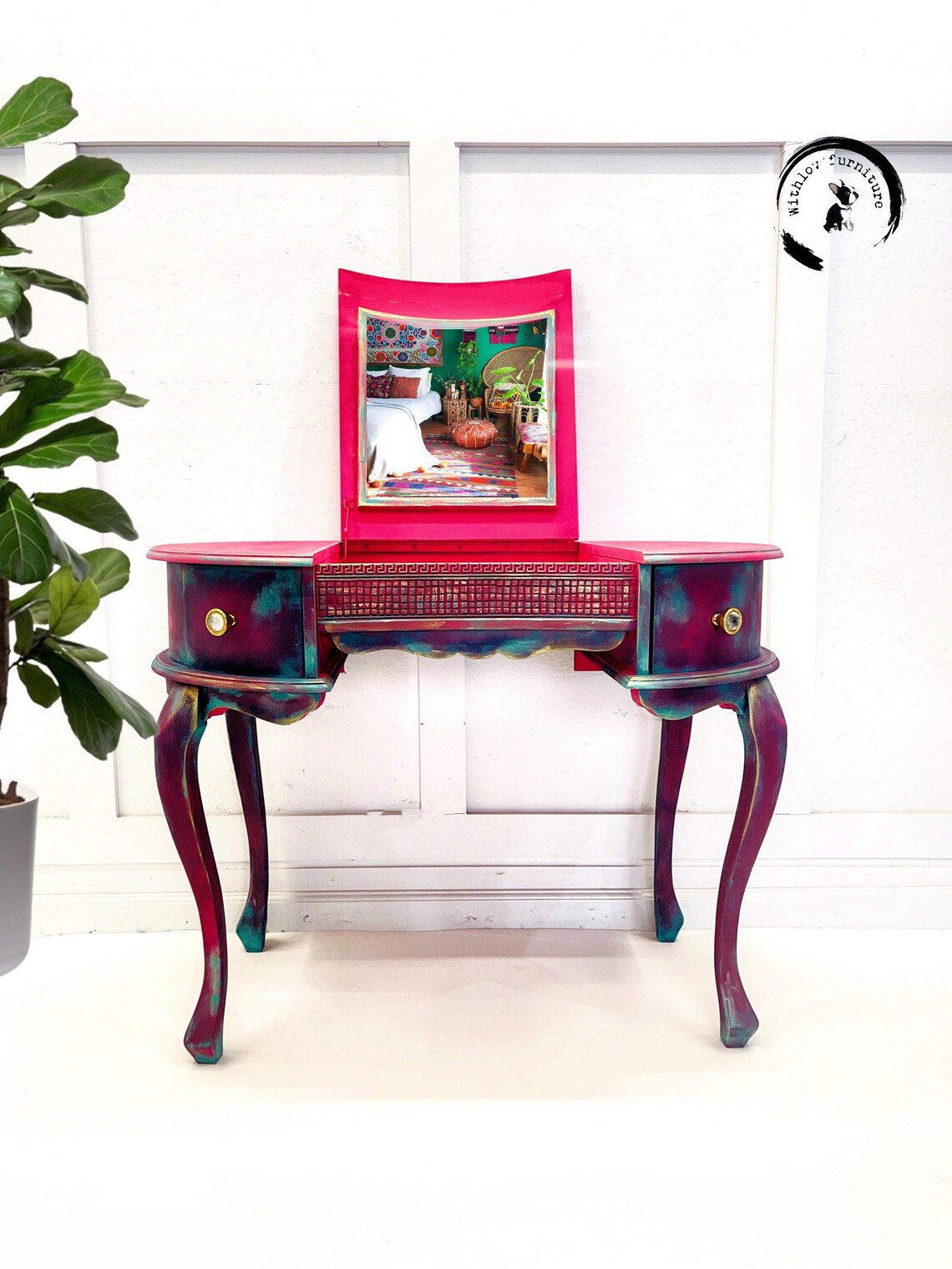 Boho Vanity Table. Bohemian Girls Desk. Bedroom Makeup Etsy