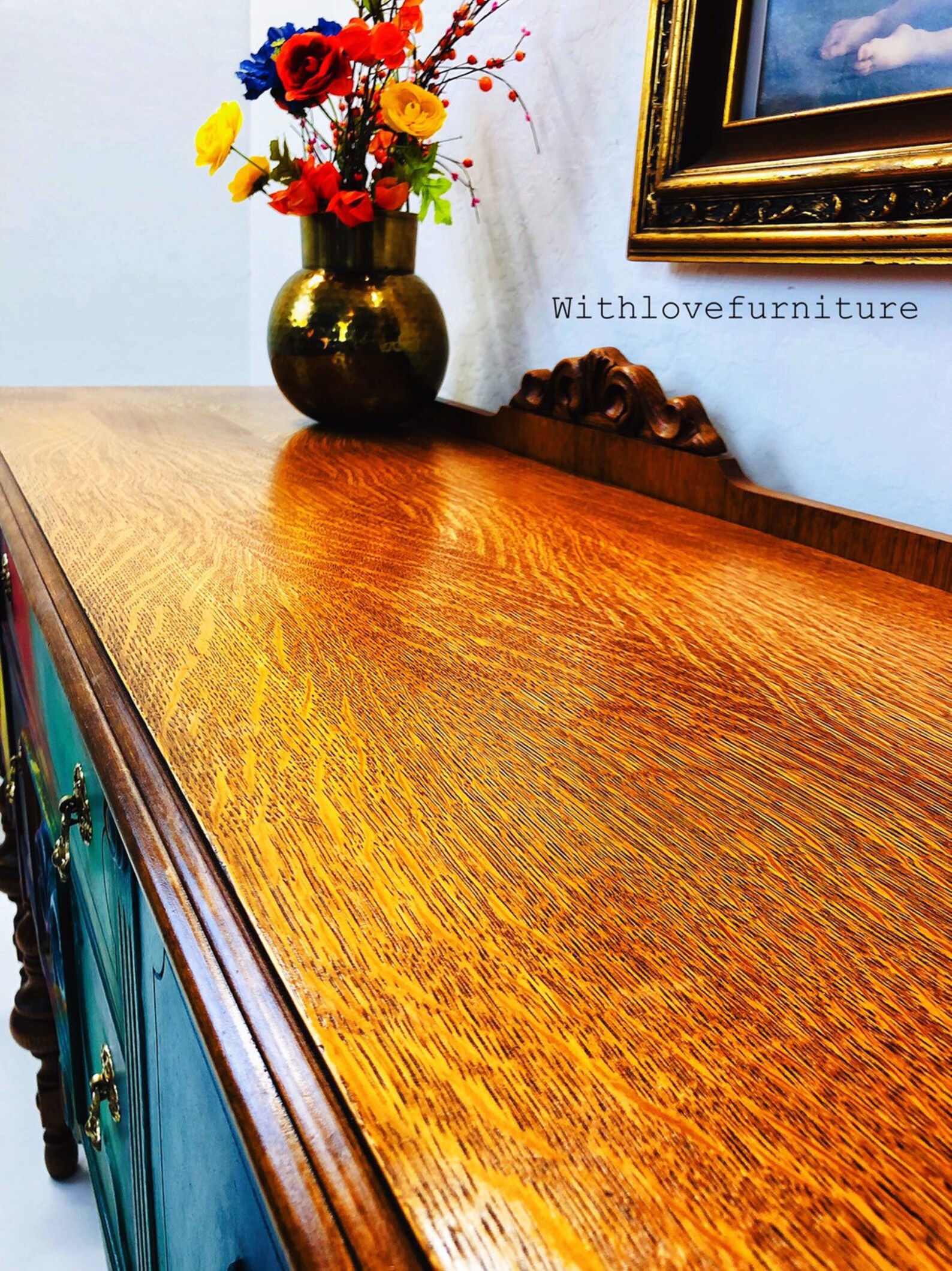 Buffet de aparador Boho. Vintage pintado Credenza servidor. | Etsy