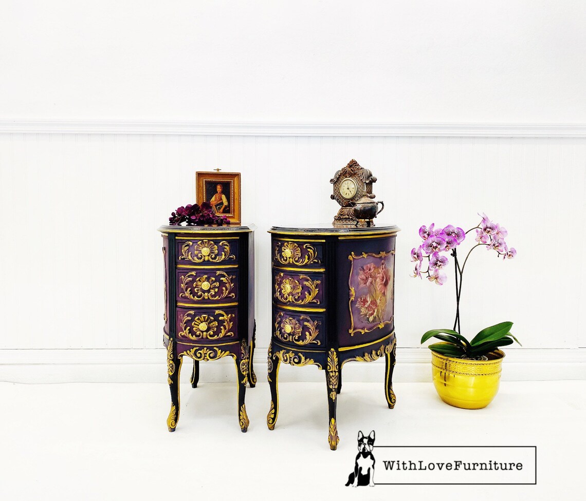 Mesas laterales francesas vintage. Mesas de noche De casa de | Etsy