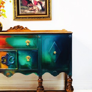 Buffet de aparador Boho. Vintage pintado Credenza servidor. | Etsy