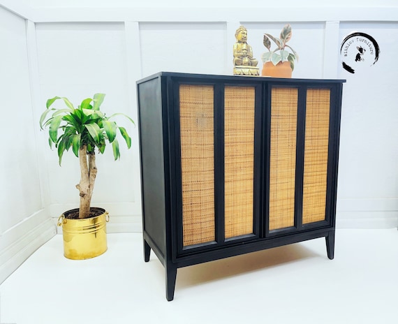 Mid Century Modern Tallboy boho Chest of Drawers Hollywood