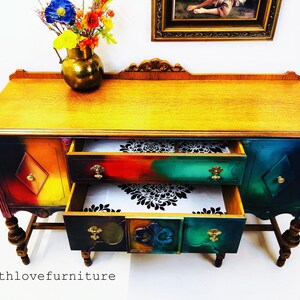 Buffet de aparador Boho. Vintage pintado Credenza servidor. | Etsy