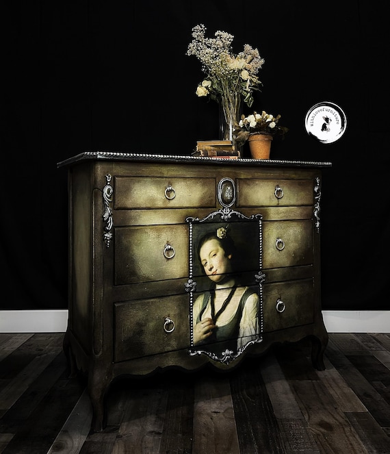 Moody Painted Antique Dresser: Grunge Victorian Farmhouse Furniture - Etsy