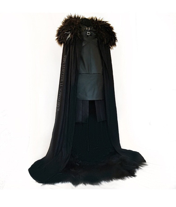 Jon Snow Cosplay Game of Thrones Costume Cape+Feather Shawl Halloween All Size