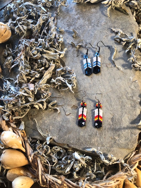 Beaded Eagle Feather Earrings