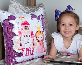 Personalized Princess Sequin Pillow Cover – Mermaid Reversible Pillowcase