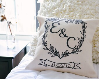 Personalized Pillow Cover  - Wedding Gift for Couple - Personalized Wedding Gift - Couples Gift Idea - Housewarming Gift - Monogrammed Gift