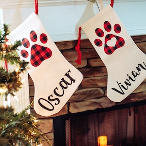 Pet Christmas Stocking - Christmas Stocking for Dog - Christmas Stocking for Cat - Personalized Pet Stocking - Paw Print Stocking - Fur Baby