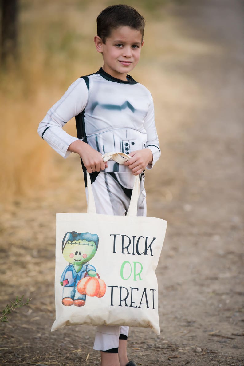 Trick or Treat Tote Frankenstein Bag Halloween Treat Bag Trick or Treat Bag Halloween Bag Boy Candy Bag Trick it Treat Bag Boy
