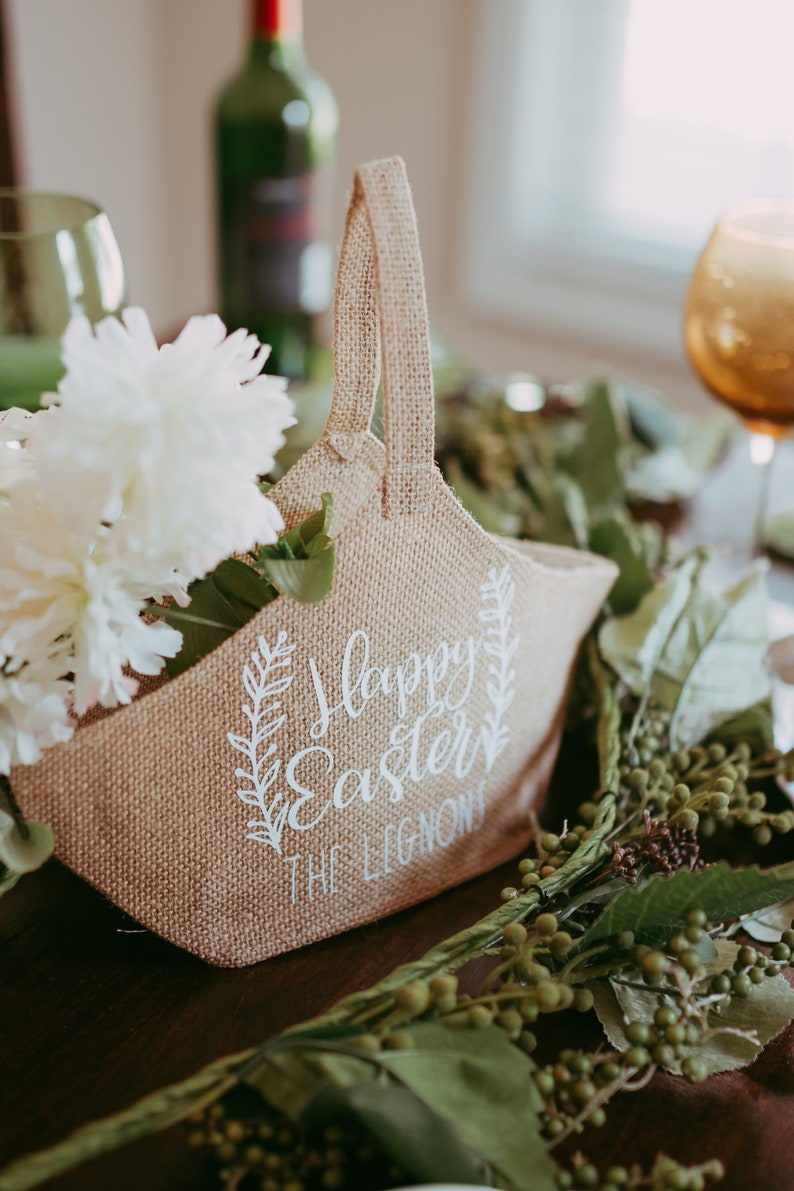 Easter Table Decorations Farmhouse Easter Decor Personalized Easter Gift Basket Easter Table Centerpiece Happy Easter image 7