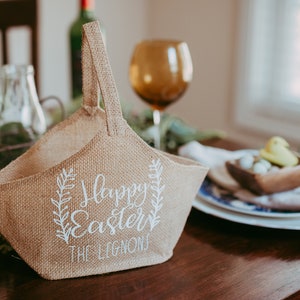 Easter Table Decorations Farmhouse Easter Decor Personalized Easter Gift Basket Easter Table Centerpiece Happy Easter image 2