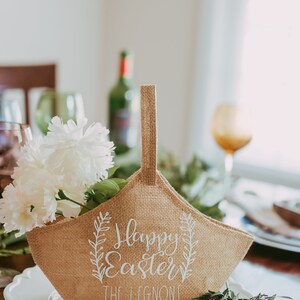 Easter Table Decorations Farmhouse Easter Decor Personalized Easter Gift Basket Easter Table Centerpiece Happy Easter image 8