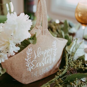 Easter Table Decorations Farmhouse Easter Decor Personalized Easter Gift Basket Easter Table Centerpiece Happy Easter image 10