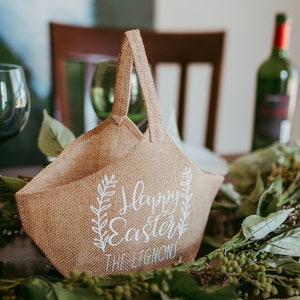Easter Table Decorations Farmhouse Easter Decor Personalized Easter Gift Basket Easter Table Centerpiece Happy Easter image 3