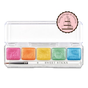 Sweet Sticks Water-Activated Mini Palette - Metallic Rainbow Mini Paint Palette, Cake Decorating Cookie Decorating Food Paint