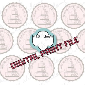 Może przedstawiać: Zestaw jasnoróżowych okrągłych naklejek z motywem ciasta i napisem "Wilsing Design & Desserts". Chmura wskazuje rozmiar 3,8 cm. Obecny jest również napis "DIGITAL PRINT FILE".