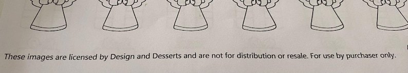 Puede incluir: Seis dibujos en blanco y negro de &aacute;ngeles con alas y halos. Los &aacute;ngeles est&aacute;n todos mirando hacia adelante y tienen las manos juntas frente a ellos. El texto "Estas im&aacute;genes est&aacute;n licenciadas por Design and Desserts y no est&aacute;n destinadas a la distribuci&oacute;n o reventa. Para uso exclusivo del comprador." est&aacute; en la parte inferior de la imagen.