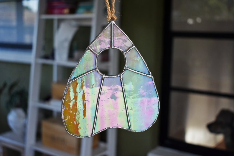 Champagne Iridescent Planchette Ouija Witch Stained Glass Suncatcher Wall Hanging