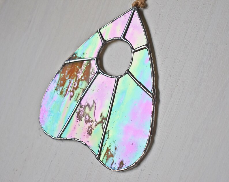 Champagne Iridescent Planchette Ouija Witch Stained Glass Suncatcher Wall Hanging