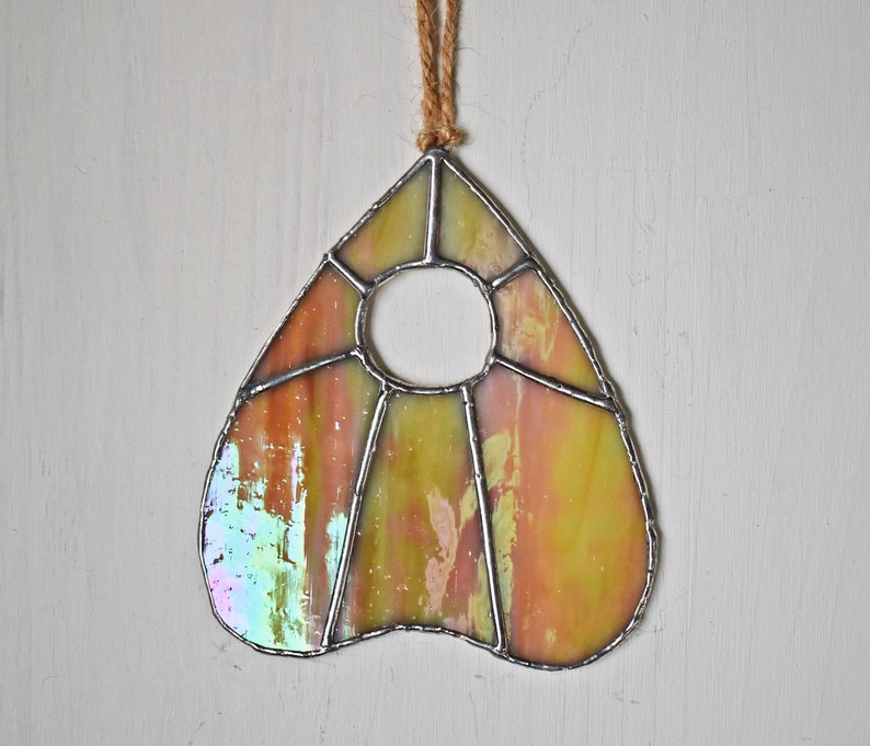Champagne Iridescent Planchette Ouija Witch Stained Glass Suncatcher Wall Hanging