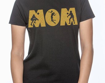 Volleyball Mom t-shirt. With Glitter. For mothers that love Volleyball.