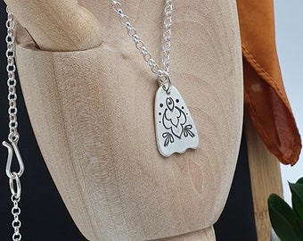 Cherry Blossom Silver Petal Necklace - Handcrafted Sakura Petals Pendant - Timeless Flower Totem Made in Solid Recycled Silver