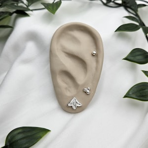 Bohemian Stacking Studs, Sterling Silver Mix and Match Earring Trio. Set of Three Studs, Handmade in Sustainable Silver. Everyday Jewellery