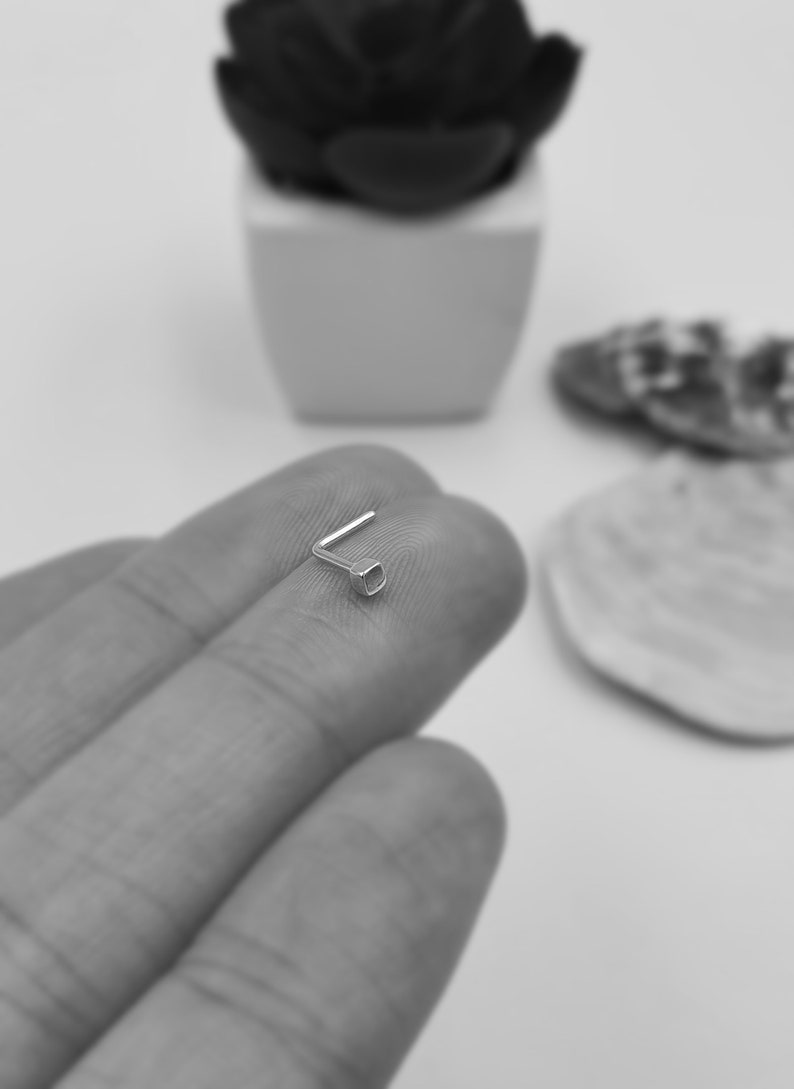 Handmade Tiny Minimalist Square Nose Stud Simple Design Etsy UK