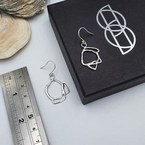 Molten Silver Swing Style Earrings Handcrafted Melting Eco Silver Jewellery Unique Organic Shapes Modern Sustainable Fashion image 9