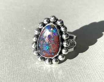 Boulder Opal Ring, Sterling Silver, Size 8.25