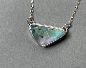 Australian boulder opal necklace in sterling silver