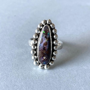 Boulder Opal Ring/ Sterling Silver/ Size 8.5