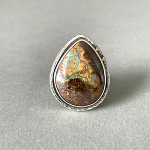 Boulder Opal Ring/ Australian Boulder Opal/ October birthstone/ Gold Sterling Silver/ Size 8