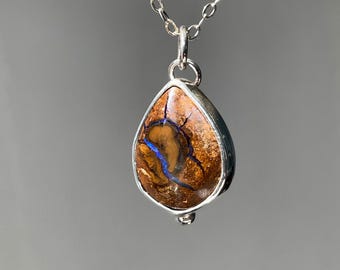 Boulder Matrix Opal Necklace, 74ct, 45x25x8, Sterling Silver