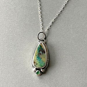 Australian Boulder Opal Emerald Necklace, Boulder Opal Necklace, Sterling Silver, Handmade