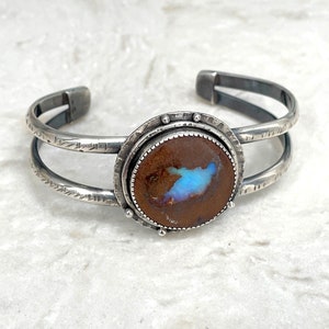 Boulder Opal Cuff Bracelet. Sterling Silver cuff bracelet. Australian Opal Cuff Bracelet