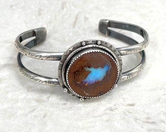 Boulder Opal Cuff Bracelet. Sterling Silver cuff bracelet. Australian Opal Cuff Bracelet