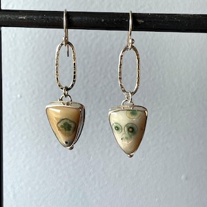 Ocean Jasper Dangle Earrings/ Sterling Silver Earrings/ Handmade Jewelry