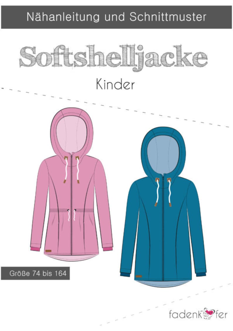 Sewing pattern children for a softshell jacket by thread beetle in sizes 74 to 164 paper cut pattern