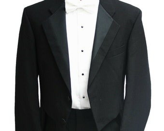Tailcoat Men's Rare PERRY ELLIS Black Double Button Very Nice Men's Tuxedo Tails Mason Debutante