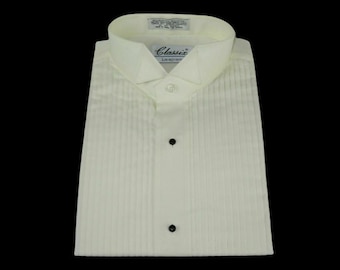 Ivory Pleated wing collar tuxedo shirt ALL SIZES!