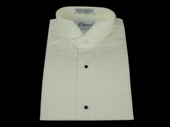 thumbnail image 2 of Pre-Owned Formal Ivory Wing Collar Shirt With 1/4 Inch Pleat – 77720 (Regular Size) 2 of 5
