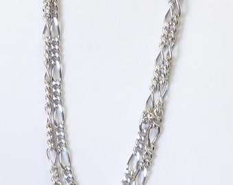 NEW Men's 4mm Tie Chain Tack Clip Silver Double Figaro