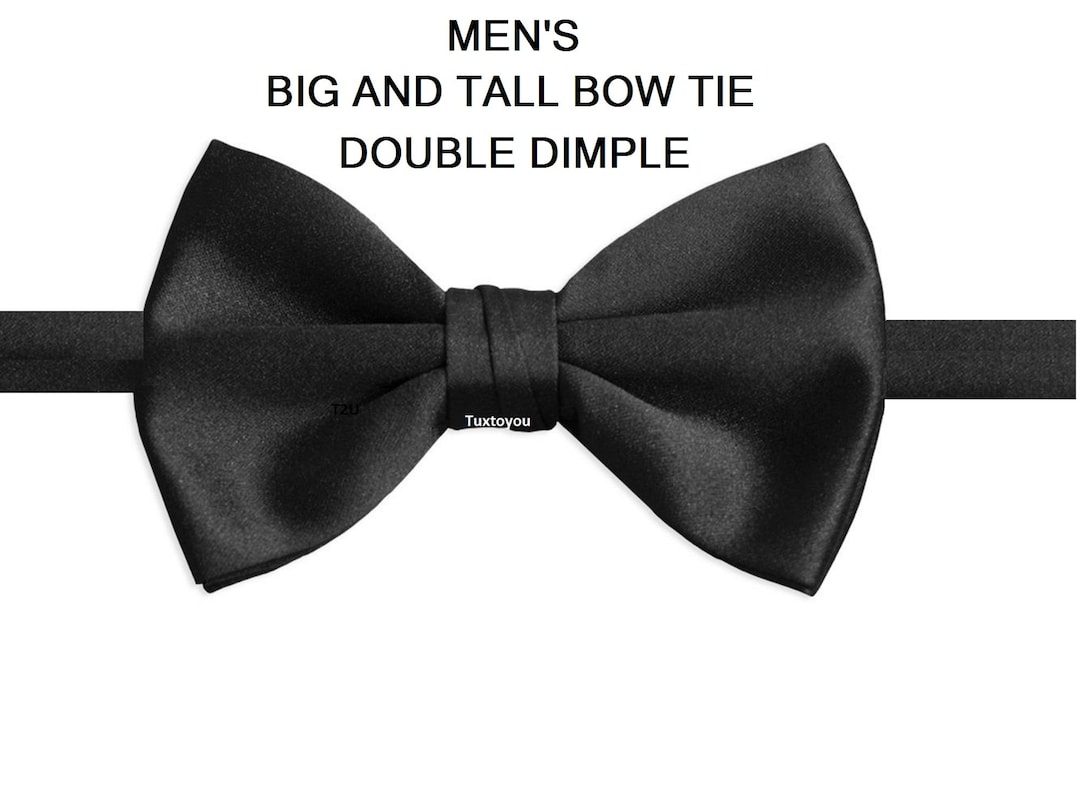 NEW Black Satin Tuxedo Pretied Big and Tall Bow Tie Etsy