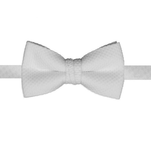 All Cotton New White Pique Pre-tied adjustable bow tie