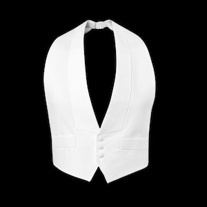 100% Cotton White Pique Adjustable Tuxedo Vest and matching Pre tied Bow